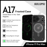 Aulumu - A17 Frosted Case For iPhone 17 Pro Max | Subtle Glow-In-The-Dark | Magsafe - Translucent Gray