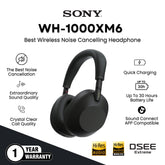 SONY - WH-1000XM6 Best Noise Cancelling Wireless Headphone - Black