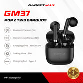 GADGET MAX - GM37 Pop 2 Wireless Bluetooth Earbuds - Black