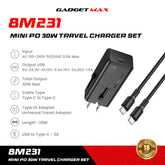 GADGET MAX - 8M231 Mini PD 30W Travel Charger Set - Black