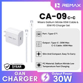 REMAX - CA09 C-C C30W Wisers Gallium Nitride & PD 65W Cable Charger Set - White