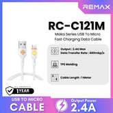 REMAX - RC-C121M Moka Series Fast Charging Glowing Data Cable ( 2.4A ) - White