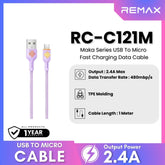 REMAX - RC-C121M Moka Series Fast Charging Glowing Data Cable ( 2.4A ) - Purple