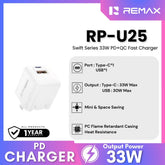 REMAX - RP-U25 Swift Series 33W PD+QC Fast Charger - White