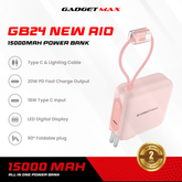 GADGET MAX GB24 AIO Pro Series 15000mAh All-in-One Fast Charging Cable Power Bank - Pink