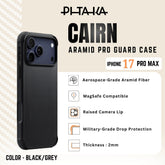 PITAKA - Aramid Pro Guard ( Cairn ) Case For iPhone 17 Pro Max - Black / Grey