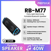 REMAX RB-M77 Party Light Manmong Portable Wireless Bluetooth Speaker (40W) - Black