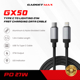 GADGET MAX - GX50 C-L Prime Series Type-C To Lightning Fast Charging Data Cable (27W) - Black