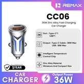 REMAX - CC06 36W Zinc Alloy Fast Charging Car Charger - Silver