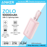 ANKER - ZOLO 10000mAh Built-In USB-C & Lighting Cable Power Bank ( 30W ) - Pink