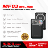 GADGET MAX - MF03 Cool Mag 10000mAh 6 In 1 Magnetic Fast Charging Power Bank ( Magsafe15W / PD 20W ) - Black