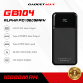 GADGET MAX - GB104 Alpha PD 10000mAh PD+QC Fast Charging Digital Power Bank ( 20W+22.5W ) - Black
