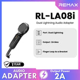 REMAX - RL-LA08i Finger Loop Dual Lightning Audio Adapter - Black