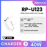 REMAX - RP-U123 Kiddy Series PD+QC Fast Charger (40W) - White