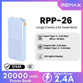 REMAX - RPP-26 Lango 2 Series 20000mAh Fast Charging Power Bank(2.4A) - Blue