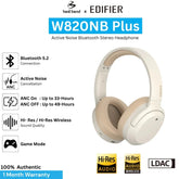 Edifier W820NB Plus Hybrid Active Noise Cancelling Headphones - LDAC Codec - Hi-Res Audio - Fast Charge - Over Ear Bluetooth V5.2 Headphones for Travel, Flight, Train, and Commute-Ivory