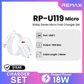 REMAX - RP-U119 Micro Kiddy Series Fast Charger Set (18W) - White