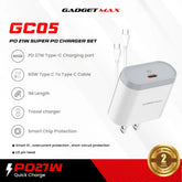 GADGET MAX - GC05 27W Super PD Charger Set With C-C 60W Cable - White