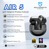 SoundPeats Air5 Semi-In-Ear aptX Adaptive Lossless Wireless Earbuds (Black)