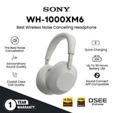 SONY - WH-1000XM6 Best Noise Cancelling Wireless Headphone - Platinum Silver