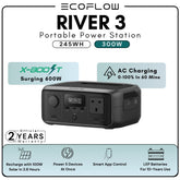 ECOFLOW RIVER 3 300W Portable Power Station (256Wh LiFePO4 Battery)- VSK