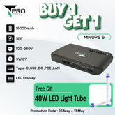T Pro TP-MNUPS 6 16000mAh Multifunction Network DC UPS(18W) - Black