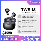 REMAX - TWS-15 Bluetooth Wireless Earbuds - Black