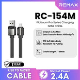 REMAX RC-154M Platinum Pro Series USB to Micro Charging Data Cable (2.4A) - Black