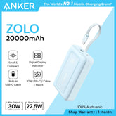 ANKER - ZOLO 20000mAh Built-In USB-C Cable Power Bank ( 30W ) - Blue