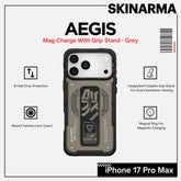 Skinarma - Aegis Magsafe Case With Grip Stand For iPhone 17 Pro Max - Grey