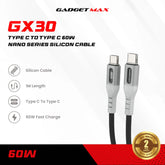GADGET MAX - GX30 C-C Nano Series Type-C To Type-C PD Fast Charging Data Cable ( 60W ) - Black