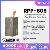 REMAX RPP-609 Container Series 60000mAh PD+QC Fast Charging Power Bank(PD 20W+QC 22.5W) - Green