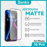 BENKS - JoyTouch Matte Screen Protector - IPhone 16 Pro (Black)