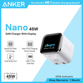 ANKER - Nano 45W Gan Charger With Smart Display - White