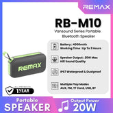 REMAX - RB-M10 Lighting Portable Wireless Bluetooth Speaker (20W) - Gray