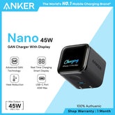 ANKER - Nano 45W Gan Charger With Smart Display - Black