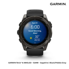 GARMIN - fēnix® 8 AMOLED Smart Watch ( 51mm ) | Sapphire - Black/Pabble Grey