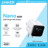 ANKER - Nano 45W Gan Charger With Smart Display - White