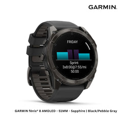 GARMIN - fēnix® 8 AMOLED Smart Watch ( 51mm ) | Sapphire - Black/Pabble Grey