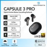SOUNDPEATS - Capsule 3 Pro Powerful Hybrid ANC Bluetooth Wireless Earbuds - Black