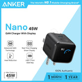 ANKER - Nano 45W Gan Charger With Smart Display - Black