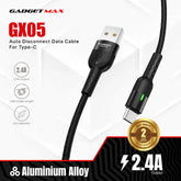 GADGET MAX GX05 TYPE-C 2.4A AUTO DISCONNECT DATA CABLE FOR TYPE-C (2.4A)(1.2M) - RED