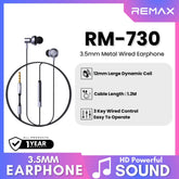 REMAX - RM-730 3.5mm Metal Wired Earphone - Grey
