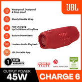 JBL - Charge 6 Portable Bluetooth Speaker - Red