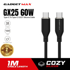 GADGET MAX GX25 60W TYPE C TO TYPE C 3A MAX COZY SILCONE CABLE (1M)(60W) - PINK