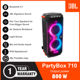 JBL Partybox 710 Party speaker with 800W RMS powerful sound, built-in lights and splashproof design