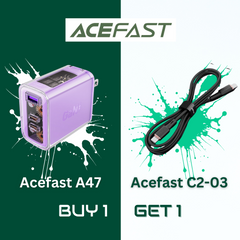 ACEFAST A47 SPARKLING SERIES PD65W GAN (2*USB-C+USB-A) CHARGER - PURPLE ALFALFA