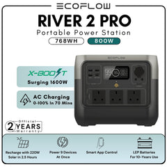 ECOFLOW RIVER 2 Pro 800W Portable Power Station (768Wh LiFePO4 Battery)