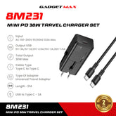 GADGET MAX - 8M231 Mini PD 30W Travel Charger Set - Black