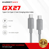 GADGET MAX - GX27 C-C TPE Series Type-C To Type-C Fast Charging Data Cable (60W) - Grey